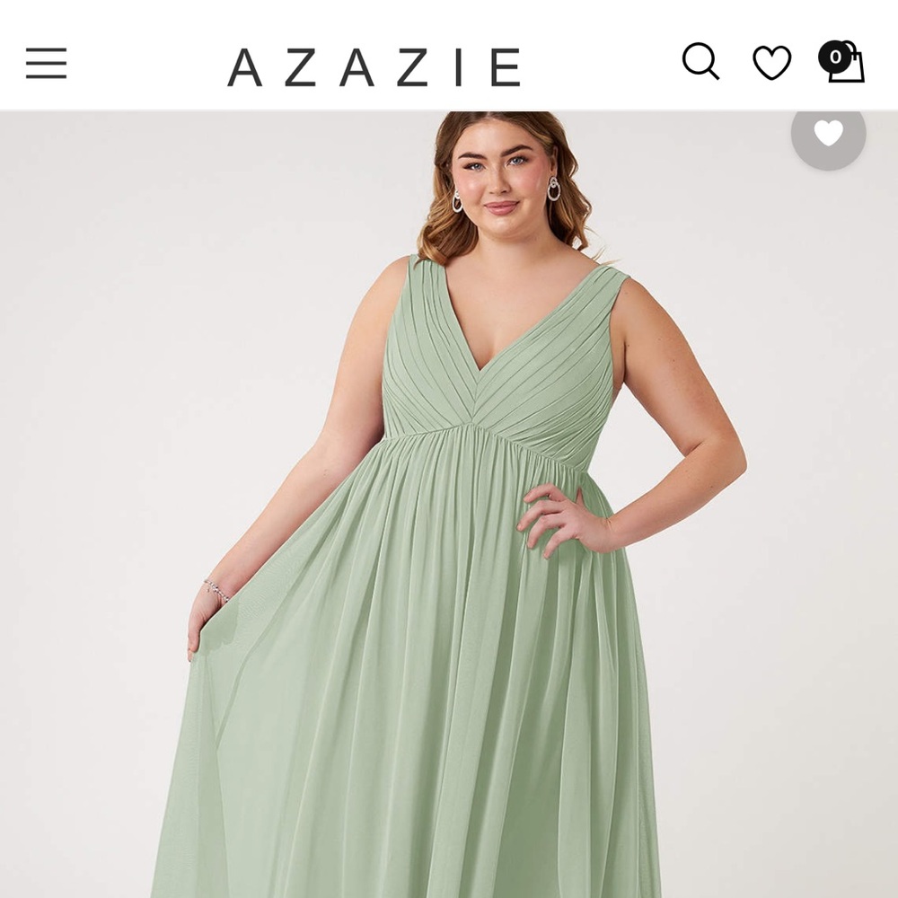 Azazie Ranvie dusty sage sz18, length taken off bottom. I’m 5’3 and wore heels
